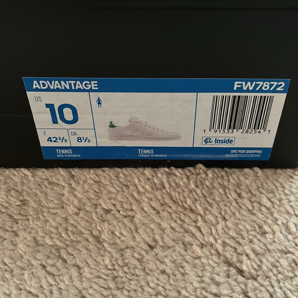 adidas Advantage White and Green Women's Sneakers - Picture 2 of 5